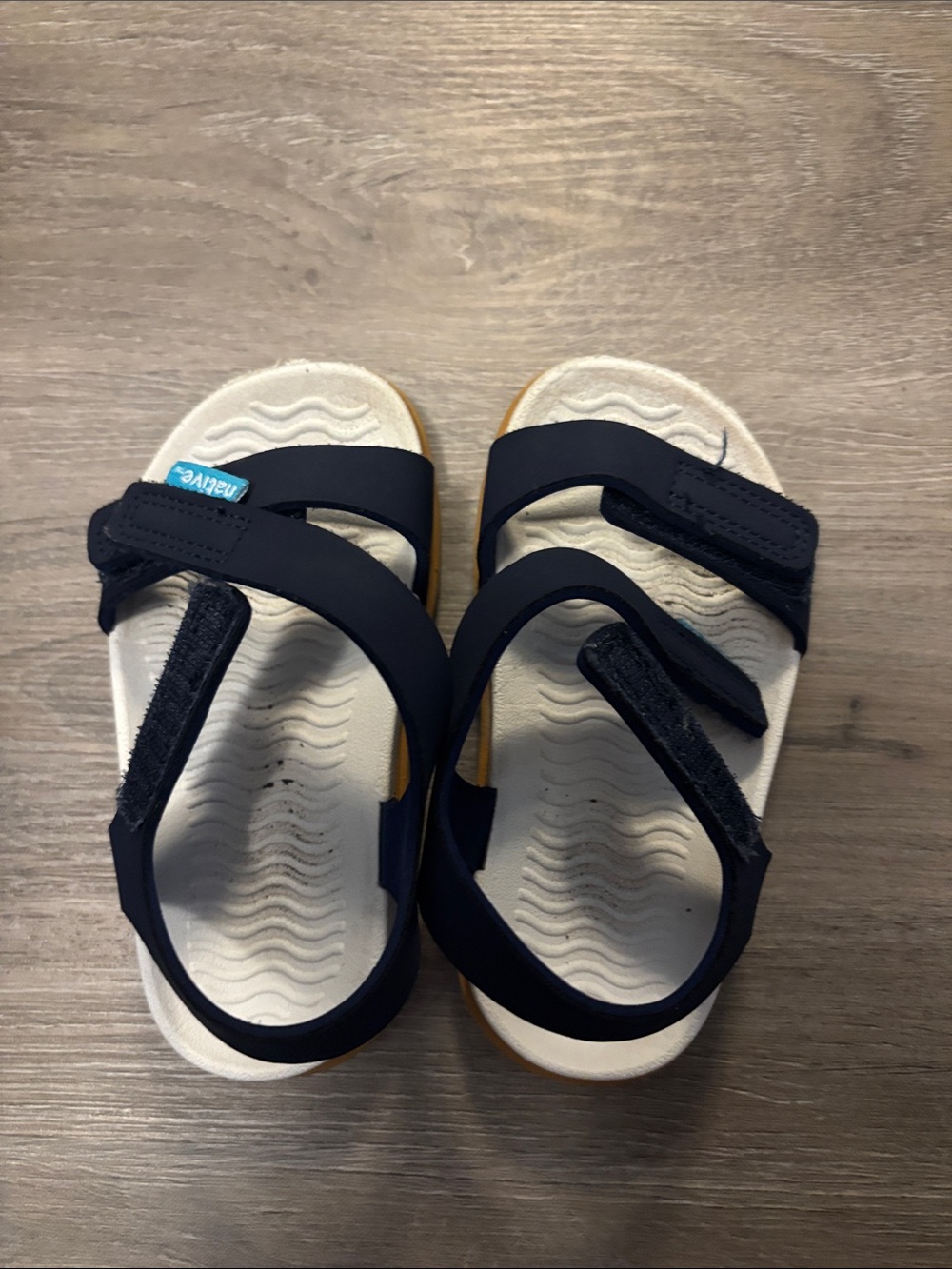 Native Kids Navy and White Velcro Strap Sandals toddler size 7